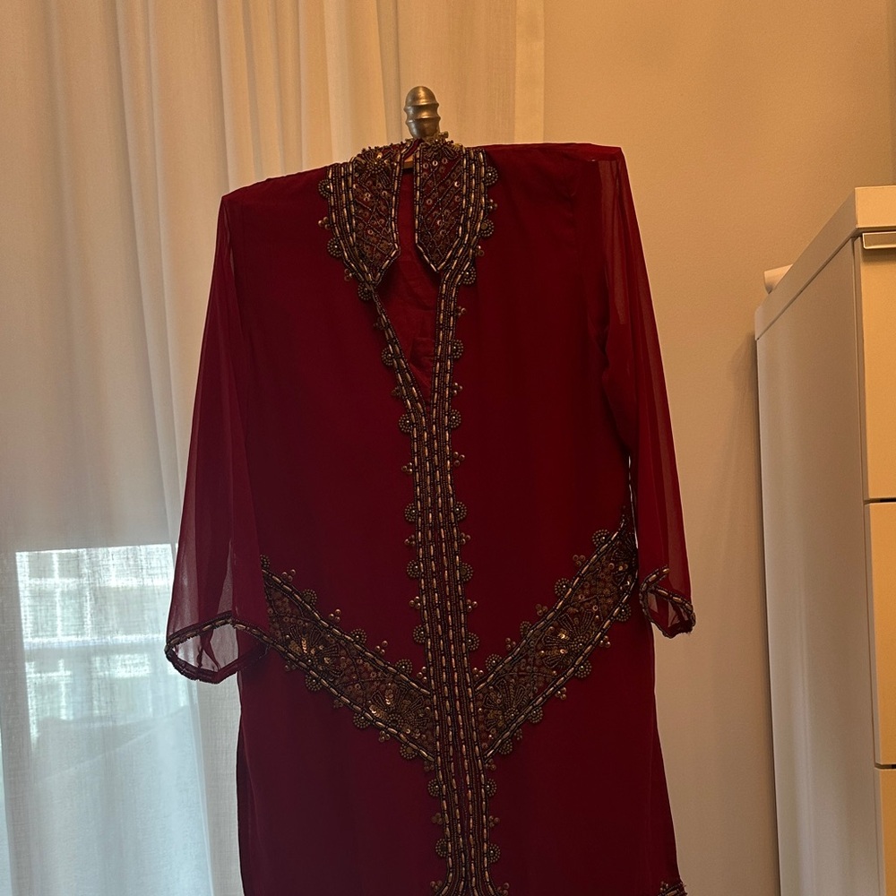 Chic Red Sheer Sleeve long top